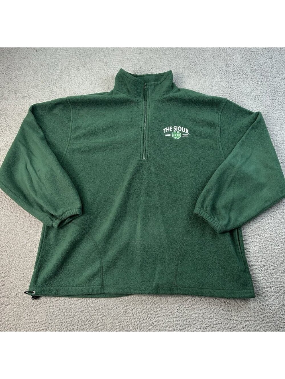 North Dakota Fighting Sioux Fleece Green UND Hockey Size XL Quarter Zip